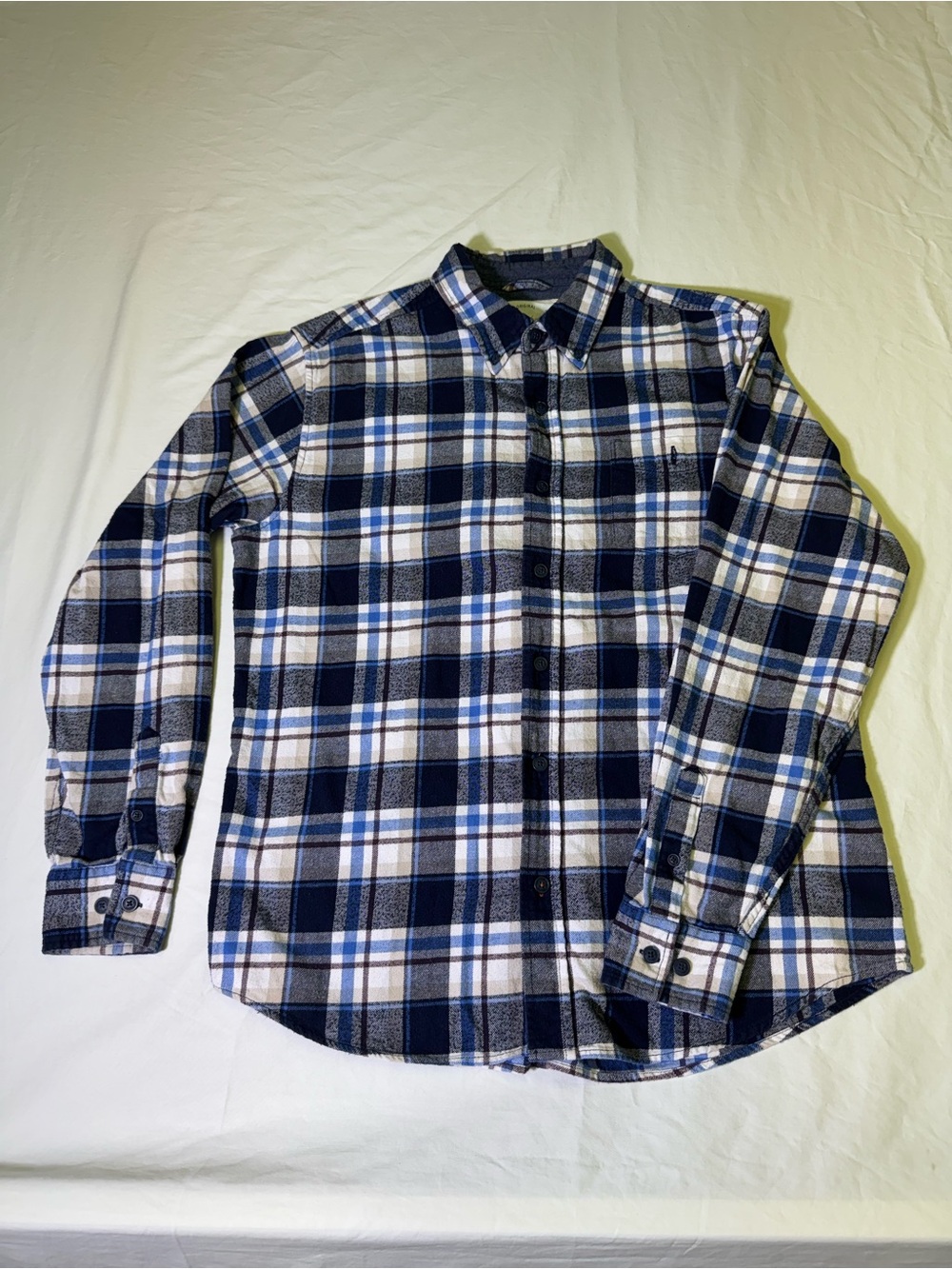 Weatherproof Vintage Shirt Mens Medium Blue Gray Plaid Flannel Button Down